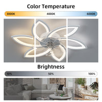 30.7In Ceiling Fan With Lights, Remote Control 3 Color Temperatures,6 Gear Wind Speed Fan Light White Modern Acrylic