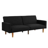 Adjustable Sofa In Black Faux Leather Black Fabric