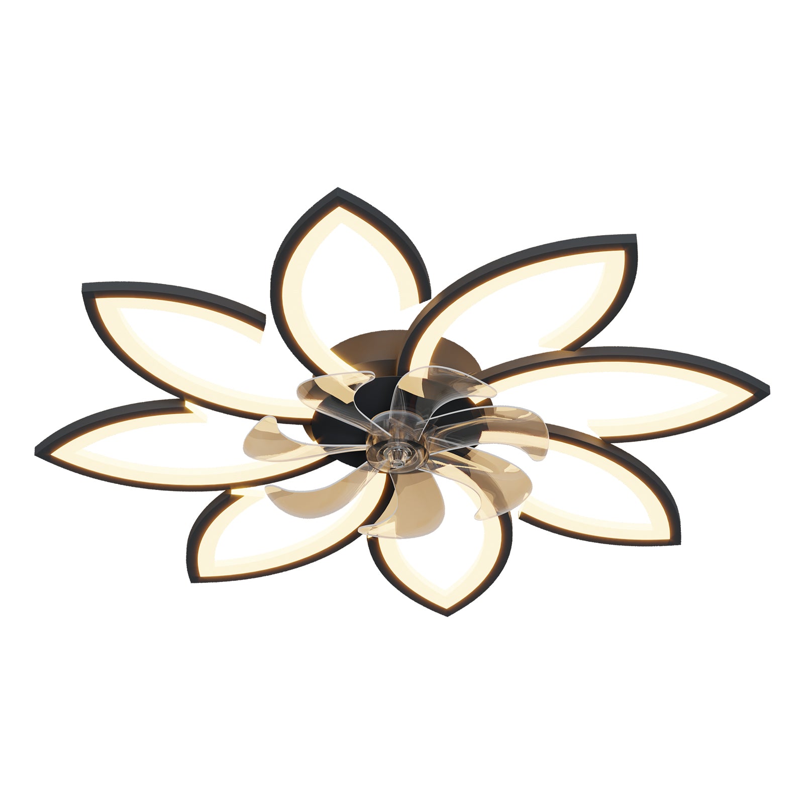 35.4In Ceiling Fan With Lights, Remote Control 3 Color Temperatures,6 Gear Wind Speed Fan Light Black Modern Acrylic