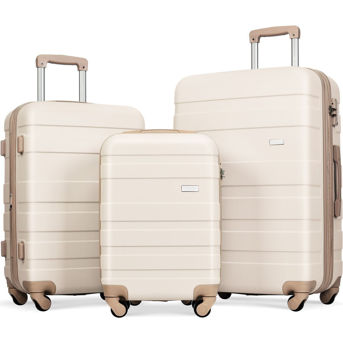 Luggage Sets Model Expandable Abs Hardshell 3Pcs Clearance Luggage Hardside Lightweight Durable Suitcase Sets Spinner Wheels Suitcase With Tsa Lock 20''24''28'' Ivory And Golden Ivory Gold Abs