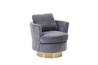 Velvet Swivel Barrel Chair, Swivel Accent Chairs Armchair For Living Room, Reading Chairs For Bedroom Comfy, Round Barrel Chairs With Gold Stainless Steel Base Grey Grey Primary Living Space Modern