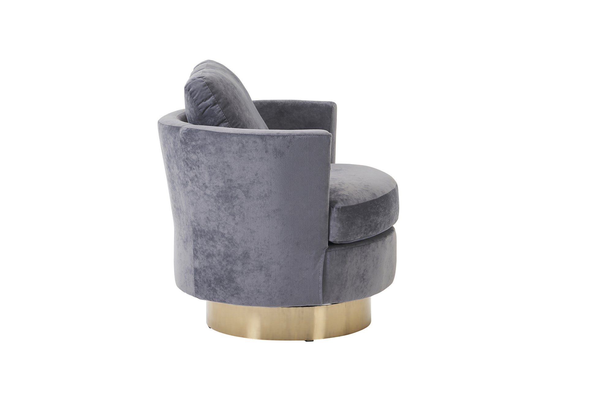 Velvet Swivel Barrel Chair, Swivel Accent Chairs Armchair For Living Room, Reading Chairs For Bedroom Comfy, Round Barrel Chairs With Gold Stainless Steel Base Grey Grey Primary Living Space Modern