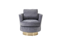 Velvet Swivel Barrel Chair, Swivel Accent Chairs Armchair For Living Room, Reading Chairs For Bedroom Comfy, Round Barrel Chairs With Gold Stainless Steel Base Grey Grey Primary Living Space Modern