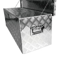 48 Inch Heavy Duty Silver Aluminum Stripes Plated Tool Long Box Pick Up Truck Bed Rv Trailer Toolbox Storage Organizer, Waterproof Underbody Tool Box Storage With Lock And Key 48" 15.2" 15.2" Silver Aluminum