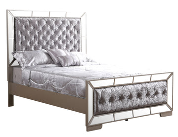 Sleek Silver Champagne Contemporary Bed King Champagne Particle Board