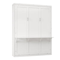 Full Size Murphy Bed,61.5 Inch Cabinet Bed Folding Wall Bed With Desk Combo Perfect For Guest Room, Study, Office, White Old Sku:Bs311609Aac Box Spring Not Required Full White Wood White Pine Murphy Solid Wood Mdf