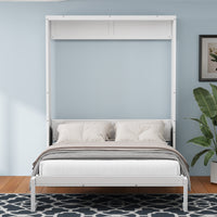 Full Size Murphy Bed,61.5 Inch Cabinet Bed Folding Wall Bed With Desk Combo Perfect For Guest Room, Study, Office, White Old Sku:Bs311609Aac Box Spring Not Required Full White Wood White Pine Murphy Solid Wood Mdf