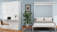 Full Size Murphy Bed,61.5 Inch Cabinet Bed Folding Wall Bed With Desk Combo Perfect For Guest Room, Study, Office, White Old Sku:Bs311609Aac Box Spring Not Required Full White Wood White Pine Murphy Solid Wood Mdf