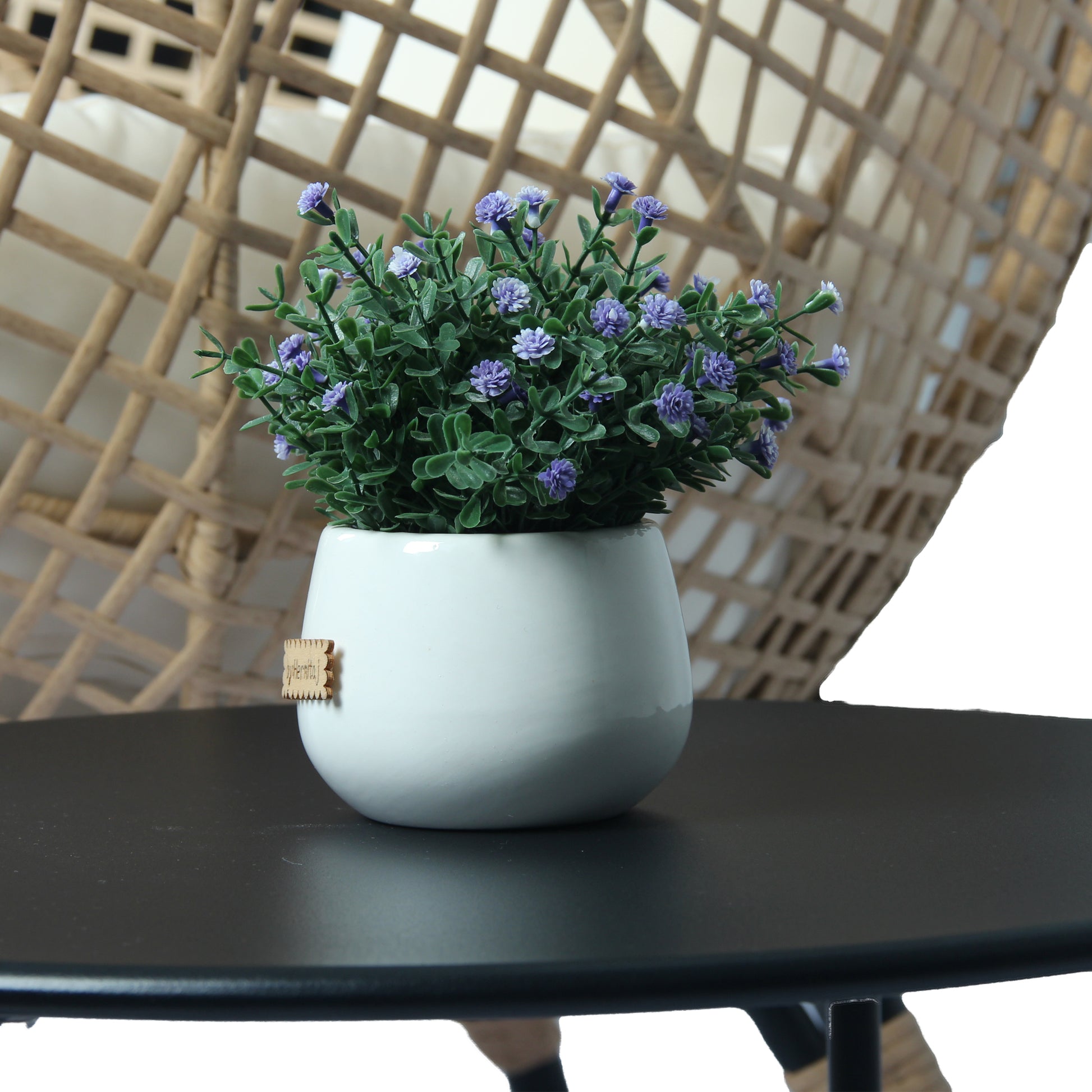 Patio Pe Wicker Egg Chair Model 4 With Natural Color Rattan Beige Cushion And Side Table Yes Natural Foam Steel