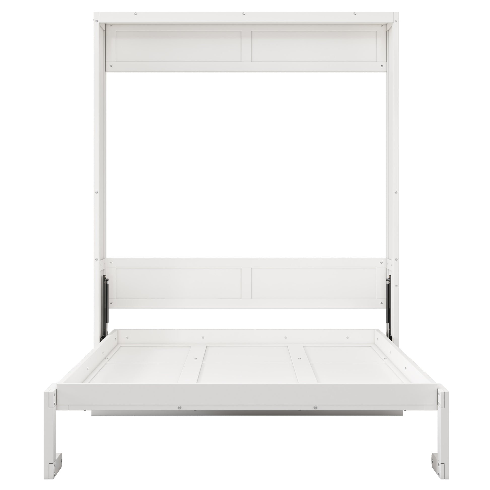 Full Size Murphy Bed,61.5 Inch Cabinet Bed Folding Wall Bed With Desk Combo Perfect For Guest Room, Study, Office, White Old Sku:Bs311609Aac Box Spring Not Required Full White Wood White Pine Murphy Solid Wood Mdf