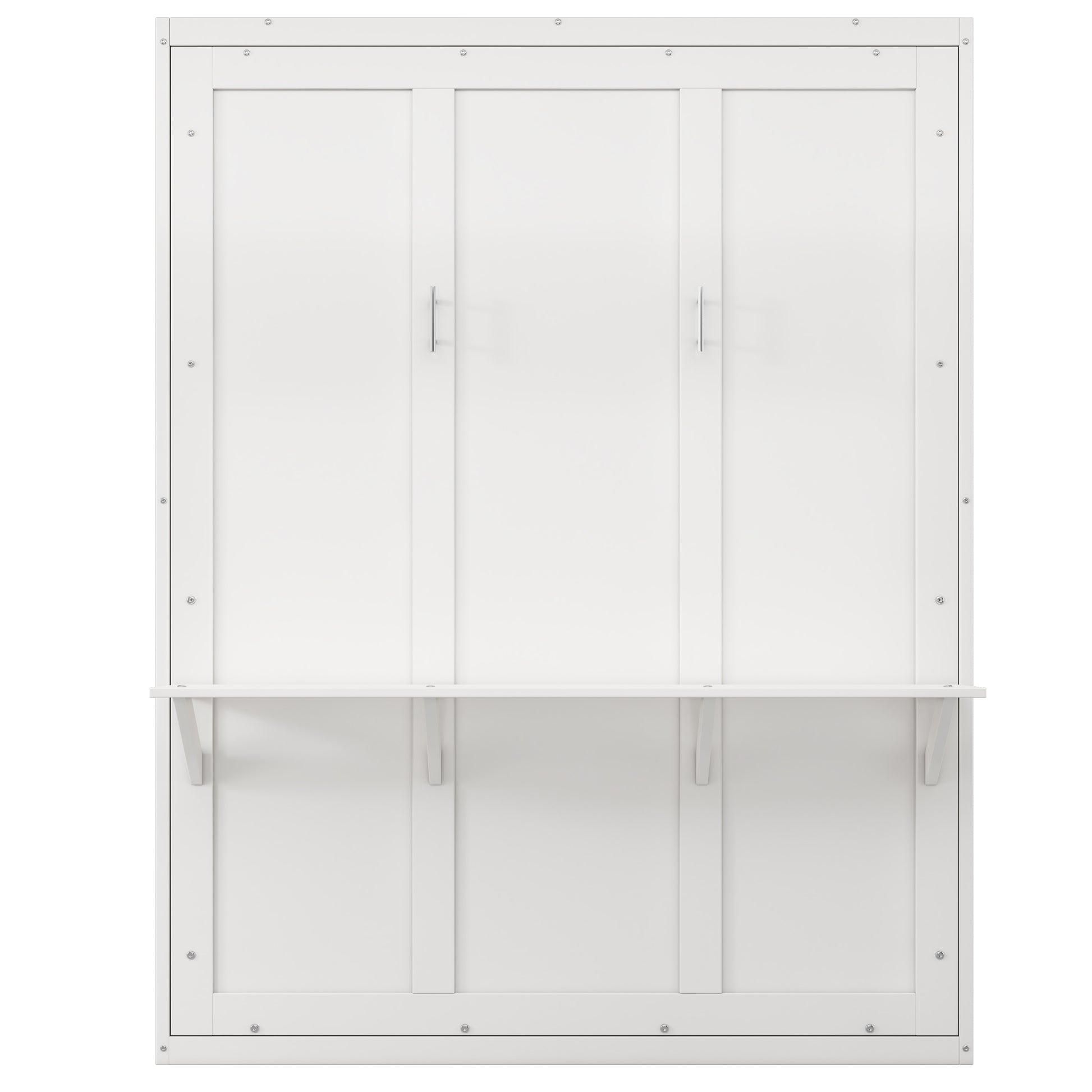 Full Size Murphy Bed,61.5 Inch Cabinet Bed Folding Wall Bed With Desk Combo Perfect For Guest Room, Study, Office, White Old Sku:Bs311609Aac Box Spring Not Required Full White Wood White Pine Murphy Solid Wood Mdf