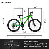 A24299 24 Inch Mountain Bike Bicycle For Adults Aluminium Frame Bike Shimano 21 Speed With Disc Brake Cycling Green Without Anti Slip Garden & Outdoor American Design Multifunctional Aluminium