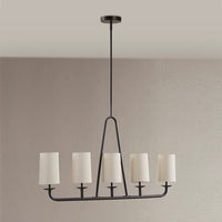5 Light Linear Chandelier Bronze Polyester