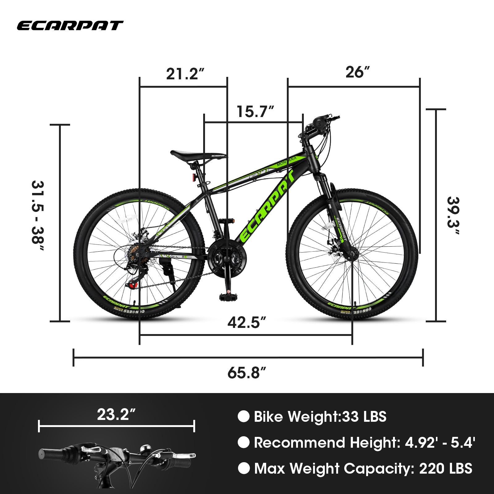 A24299 24 Inch Mountain Bike Bicycle For Adults Aluminium Frame Bike Shimano 21 Speed With Disc Brake Cycling Green Without Anti Slip Garden & Outdoor American Design Multifunctional Aluminium