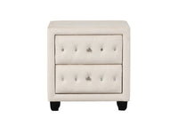 Sophia Crystal Tufted Queen 5 Pc Vanity Bedroom Set Made With Wood In Cream Box Spring Not Required Queen Cream Wood 5 Piece Set Bedroom Contemporary,Modern Upholstered Velvet Tufted Wood
