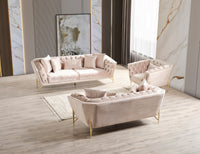 Presley Modern Style 2Pc Living Room Set Made With Wood & Cut Chenille Finish Beige Chenille Wood Primary Living Space Contemporary,Modern Polyester Wood 5 Seat
