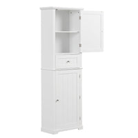 Tall Bathroom Storage Cabinet, Freestanding Storage Cabinet With Drawer And Adjustable Shelf, Mdf Board With Painted Finish, White White Mdf