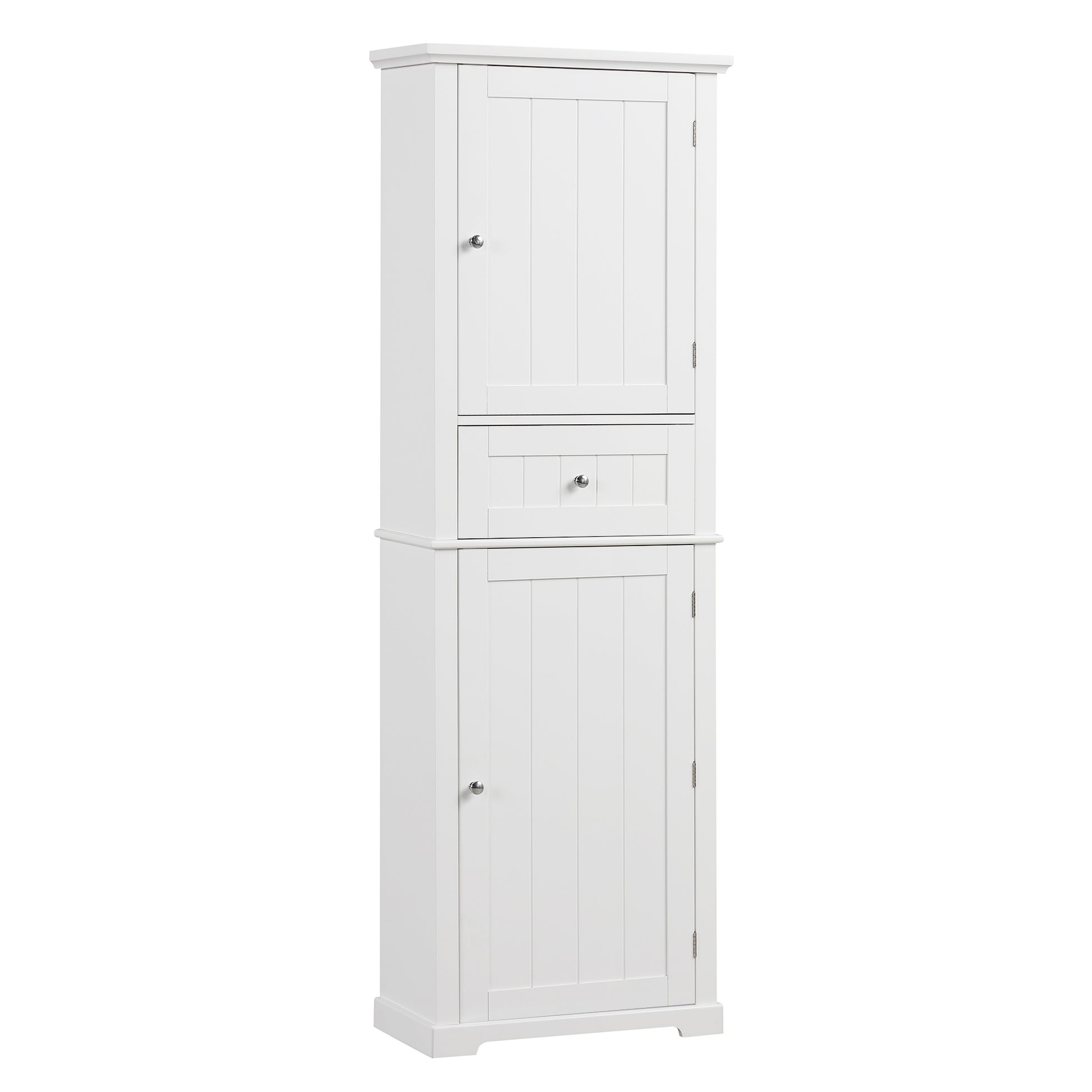 Tall Bathroom Storage Cabinet, Freestanding Storage Cabinet With Drawer And Adjustable Shelf, Mdf Board With Painted Finish, White White Mdf