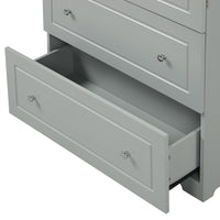 Wide Bathroom Storage Cabinet, Freestanding Storage Cabinet With Two Drawers And Adjustable Shelf, Mdf Board With Painted Finish, Grey Grey Mdf