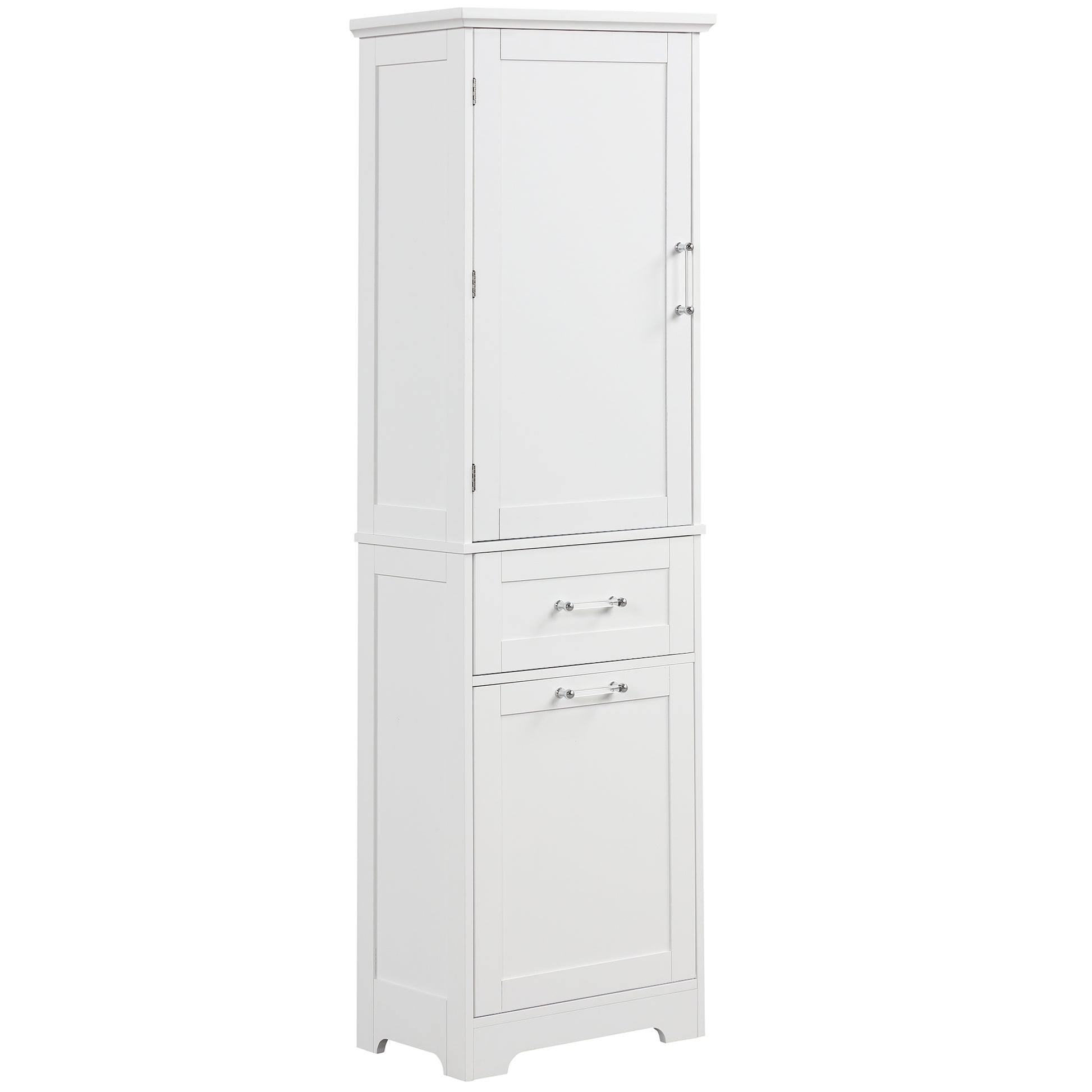 Tall Bathroom Storage Cabinet, Freestanding Storage Cabinet With Two Different Size Drawers And Adjustable Shelf, Mdf Board With Painted Finish, White White Mdf