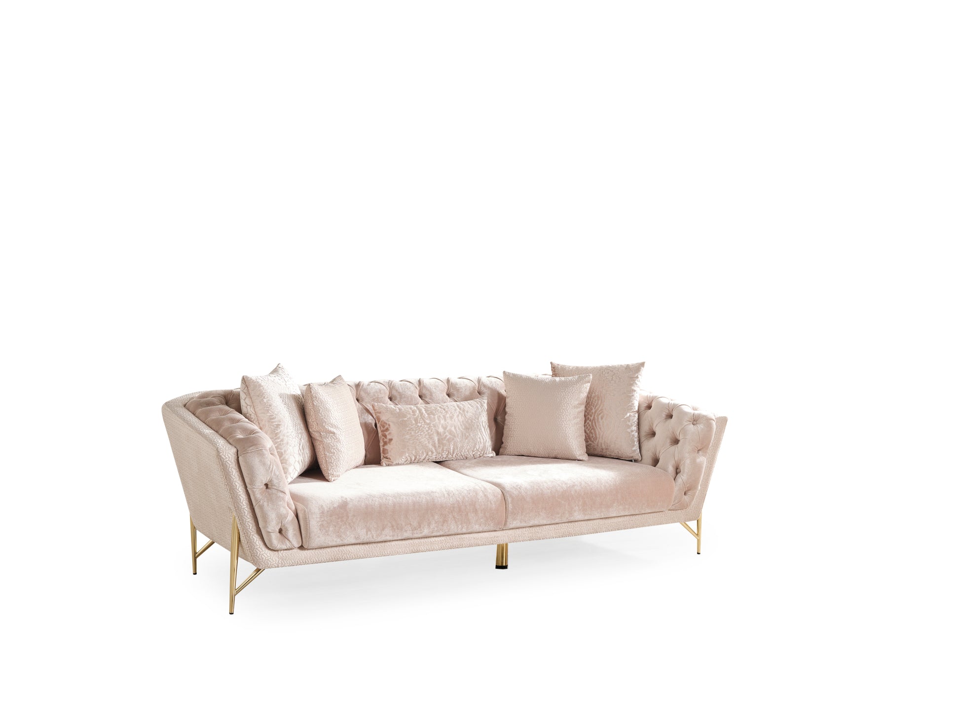 Presley Modern Style 2Pc Living Room Set Made With Wood & Cut Chenille Finish Beige Chenille Wood Primary Living Space Contemporary,Modern Polyester Wood 5 Seat