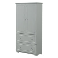 Wide Bathroom Storage Cabinet, Freestanding Storage Cabinet With Two Drawers And Adjustable Shelf, Mdf Board With Painted Finish, Grey Grey Mdf