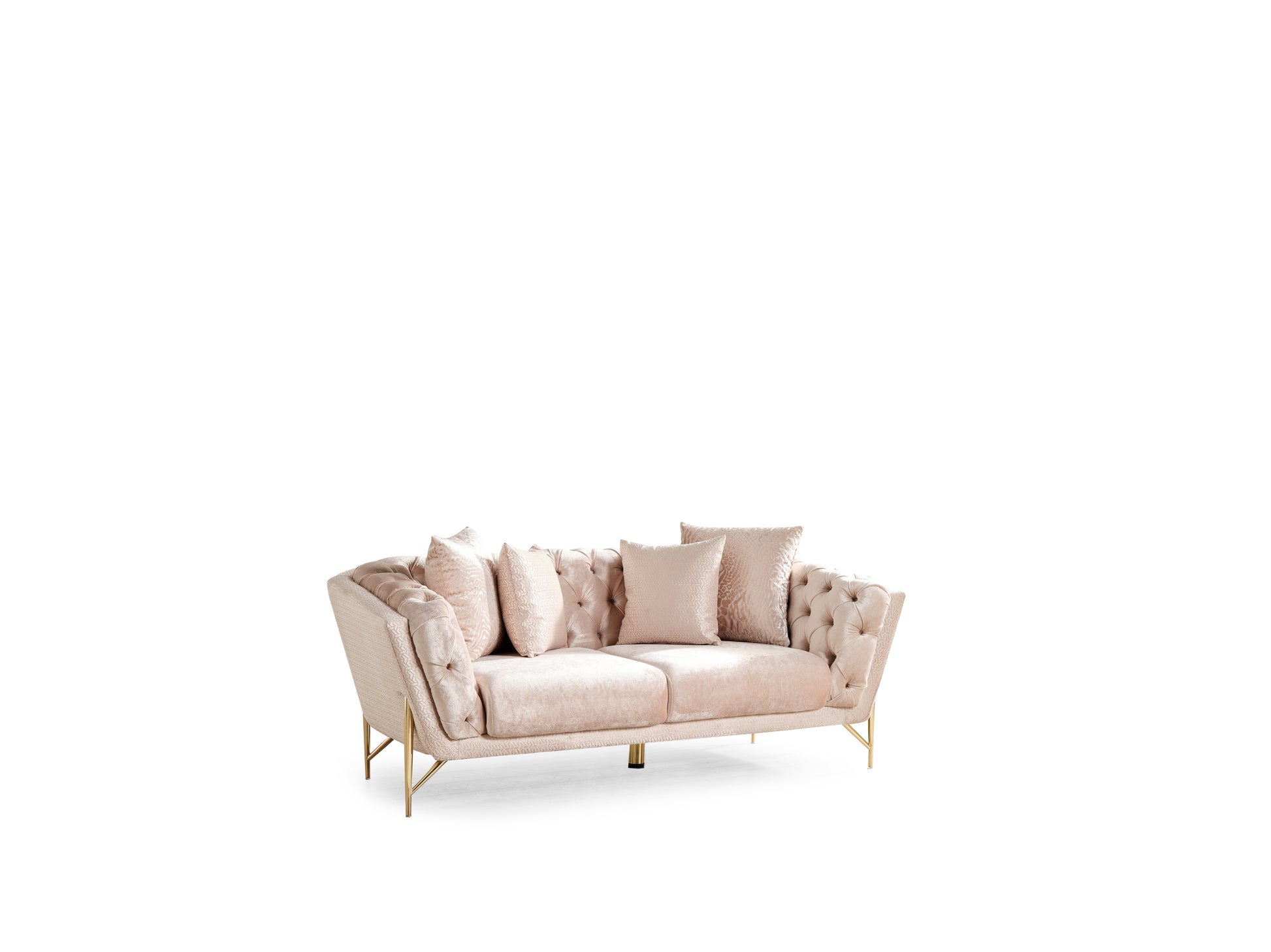 Presley Modern Style 2Pc Living Room Set Made With Wood & Cut Chenille Finish Beige Chenille Wood Primary Living Space Contemporary,Modern Polyester Wood 5 Seat