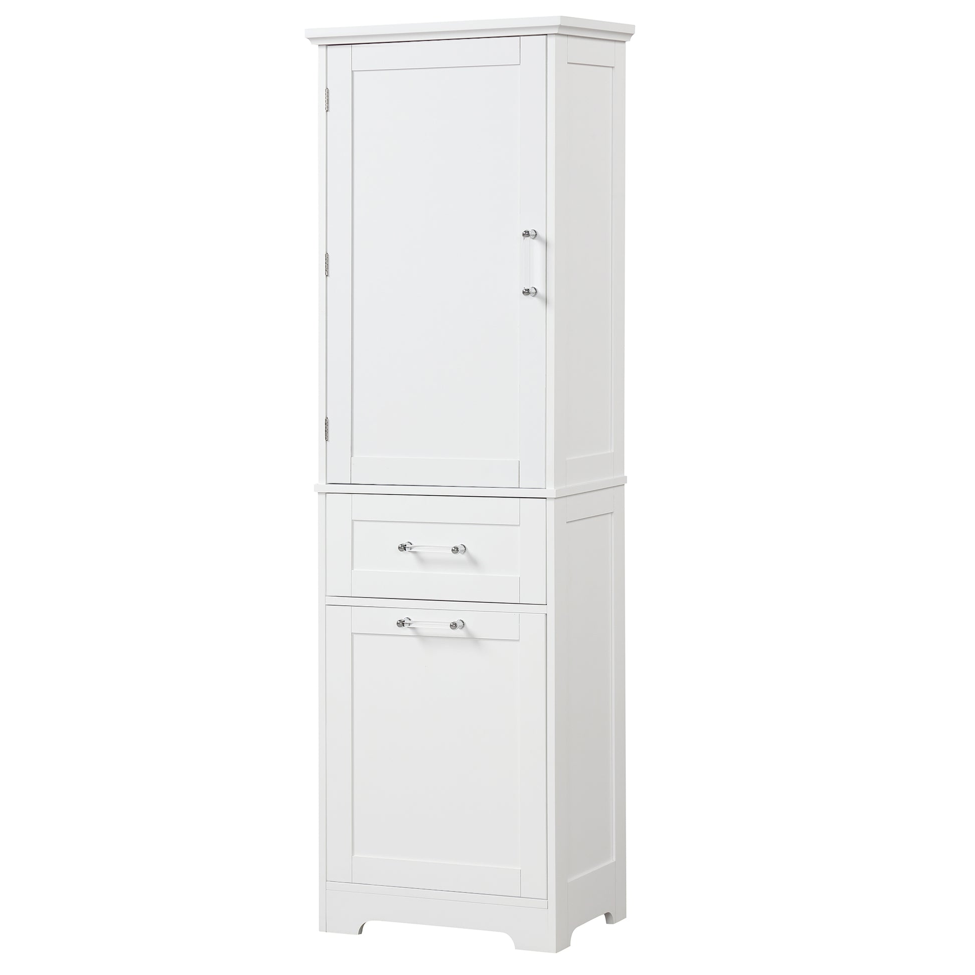 Tall Bathroom Storage Cabinet, Freestanding Storage Cabinet With Two Different Size Drawers And Adjustable Shelf, Mdf Board With Painted Finish, White White Mdf