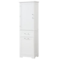 Tall Bathroom Storage Cabinet, Freestanding Storage Cabinet With Two Different Size Drawers And Adjustable Shelf, Mdf Board With Painted Finish, White White Mdf