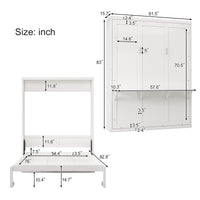 Full Size Murphy Bed,61.5 Inch Cabinet Bed Folding Wall Bed With Desk Combo Perfect For Guest Room, Study, Office, White Old Sku:Bs311609Aac Box Spring Not Required Full White Wood White Pine Murphy Solid Wood Mdf