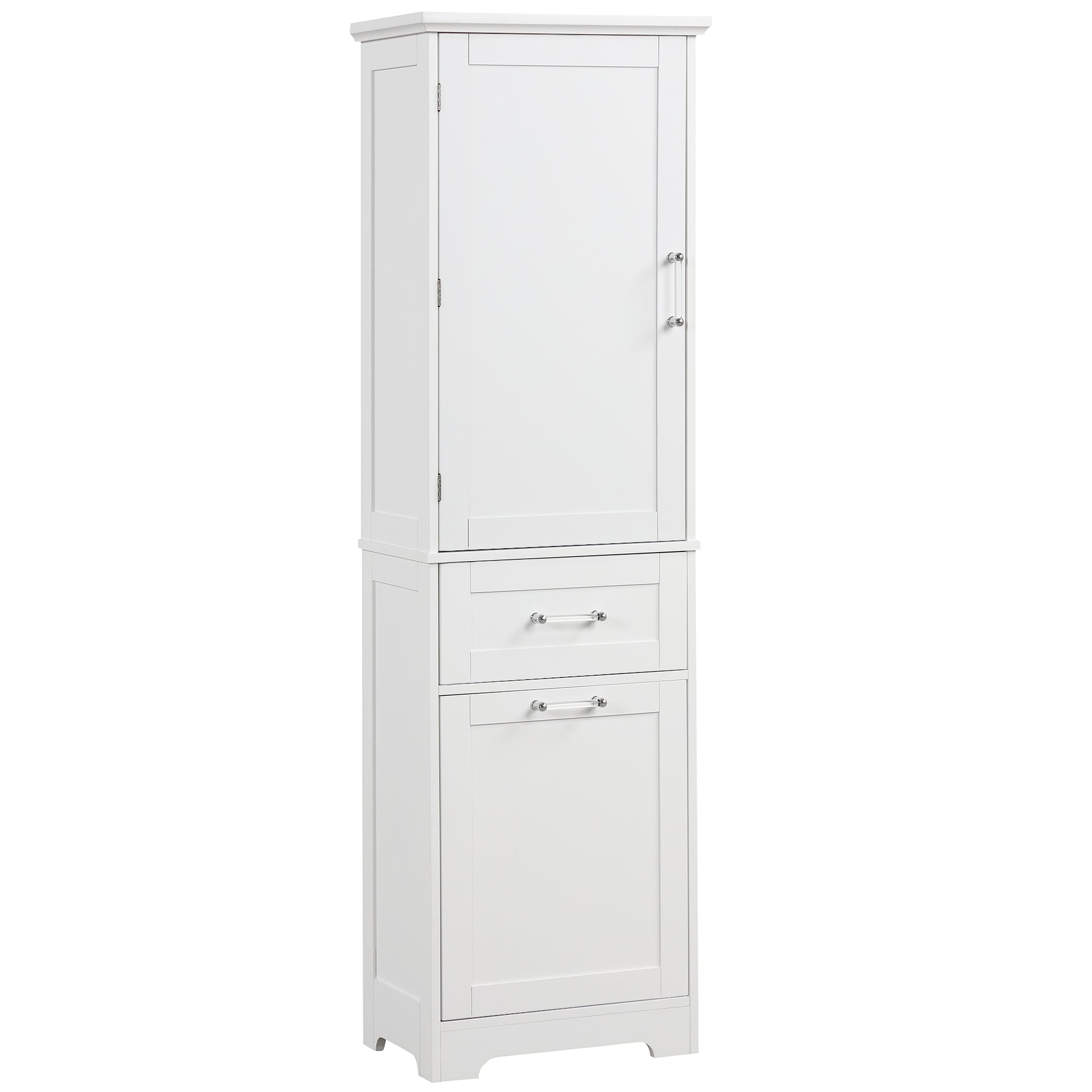 Tall Bathroom Storage Cabinet, Freestanding Storage Cabinet With Two Different Size Drawers And Adjustable Shelf, Mdf Board With Painted Finish, White White Mdf