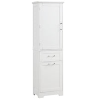 Tall Bathroom Storage Cabinet, Freestanding Storage Cabinet With Two Different Size Drawers And Adjustable Shelf, Mdf Board With Painted Finish, White White Mdf