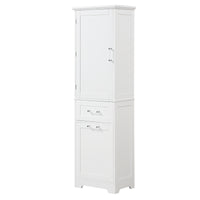 Tall Bathroom Storage Cabinet, Freestanding Storage Cabinet With Two Different Size Drawers And Adjustable Shelf, Mdf Board With Painted Finish, White White Mdf