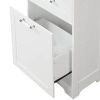 Tall Bathroom Storage Cabinet, Freestanding Storage Cabinet With Two Different Size Drawers And Adjustable Shelf, Mdf Board With Painted Finish, White White Mdf