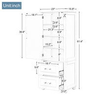 Tall Bathroom Storage Cabinet, Freestanding Storage Cabinet With Two Drawers And Adjustable Shelf, Mdf Board With Painted Finish, Grey Grey Mdf