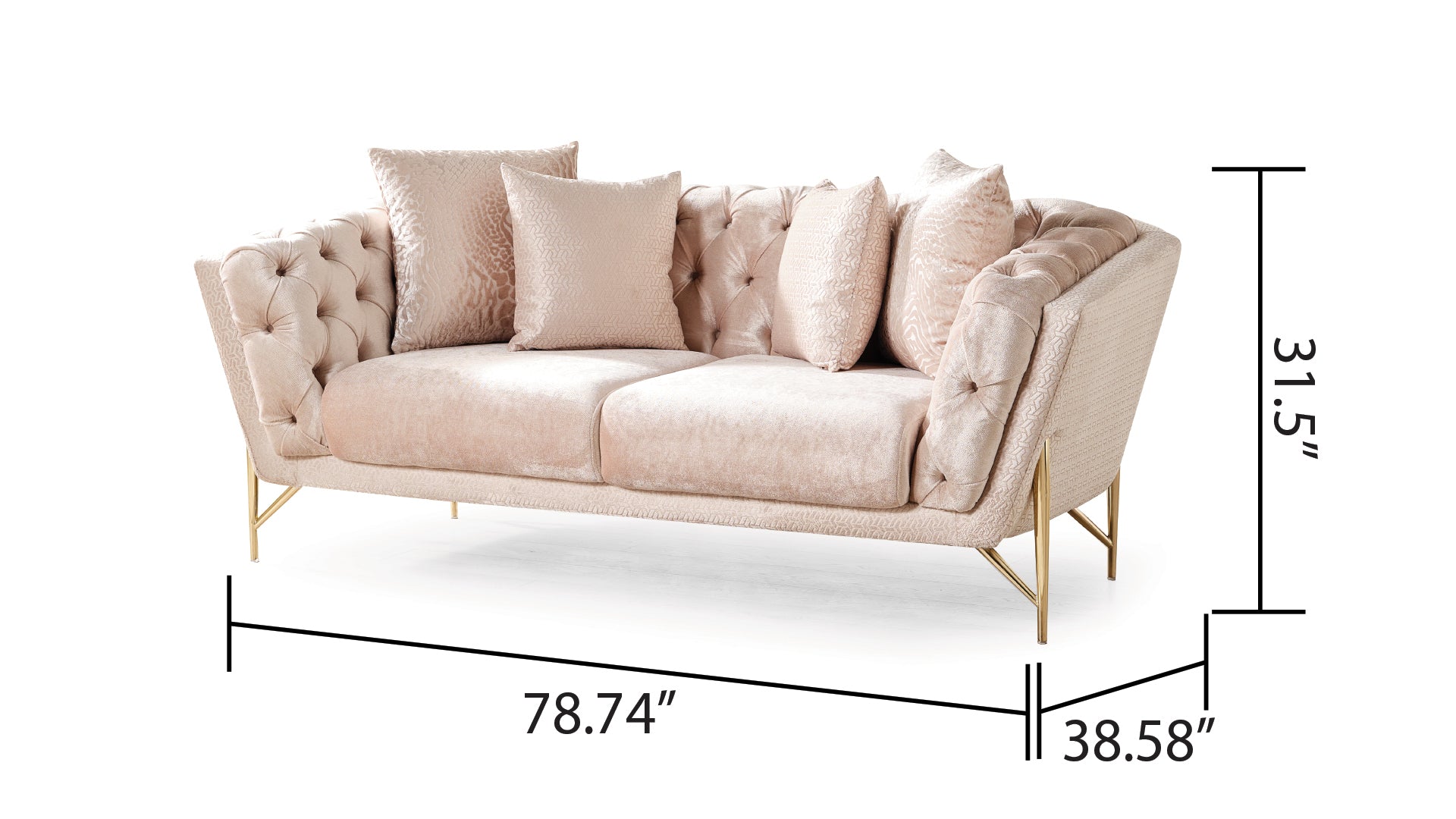 Presley Modern Style 2Pc Living Room Set Made With Wood & Cut Chenille Finish Beige Chenille Wood Primary Living Space Contemporary,Modern Polyester Wood 5 Seat