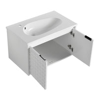 30 Inch Wall Mounted Bathroom Vanity With Sink, Soft Close Doors, For Small Bathroom Kd Packing White 2 Bathroom Wall Mounted Modern Plywood