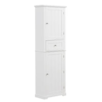 Tall Bathroom Storage Cabinet, Freestanding Storage Cabinet With Drawer And Adjustable Shelf, Mdf Board With Painted Finish, White White Mdf