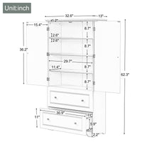 Wide Bathroom Storage Cabinet, Freestanding Storage Cabinet With Two Drawers And Adjustable Shelf, Mdf Board With Painted Finish, Grey Grey Mdf