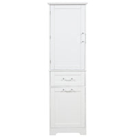 Tall Bathroom Storage Cabinet, Freestanding Storage Cabinet With Two Different Size Drawers And Adjustable Shelf, Mdf Board With Painted Finish, White White Mdf