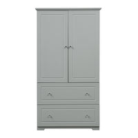 Wide Bathroom Storage Cabinet, Freestanding Storage Cabinet With Two Drawers And Adjustable Shelf, Mdf Board With Painted Finish, Grey Grey Mdf