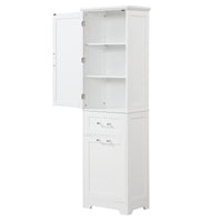 Tall Bathroom Storage Cabinet, Freestanding Storage Cabinet With Two Different Size Drawers And Adjustable Shelf, Mdf Board With Painted Finish, White White Mdf