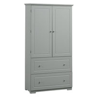 Wide Bathroom Storage Cabinet, Freestanding Storage Cabinet With Two Drawers And Adjustable Shelf, Mdf Board With Painted Finish, Grey Grey Mdf