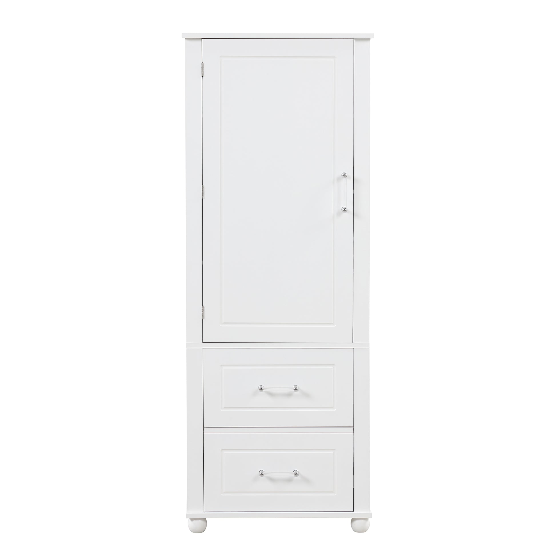 Tall Bathroom Storage Cabinet, Freestanding Storage Cabinet With Two Drawers And Adjustable Shelf, Mdf Board With Painted Finish, White White Mdf