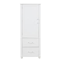 Tall Bathroom Storage Cabinet, Freestanding Storage Cabinet With Two Drawers And Adjustable Shelf, Mdf Board With Painted Finish, White White Mdf