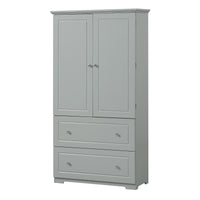 Wide Bathroom Storage Cabinet, Freestanding Storage Cabinet With Two Drawers And Adjustable Shelf, Mdf Board With Painted Finish, Grey Grey Mdf