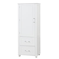 Tall Bathroom Storage Cabinet, Freestanding Storage Cabinet With Two Drawers And Adjustable Shelf, Mdf Board With Painted Finish, White White Mdf