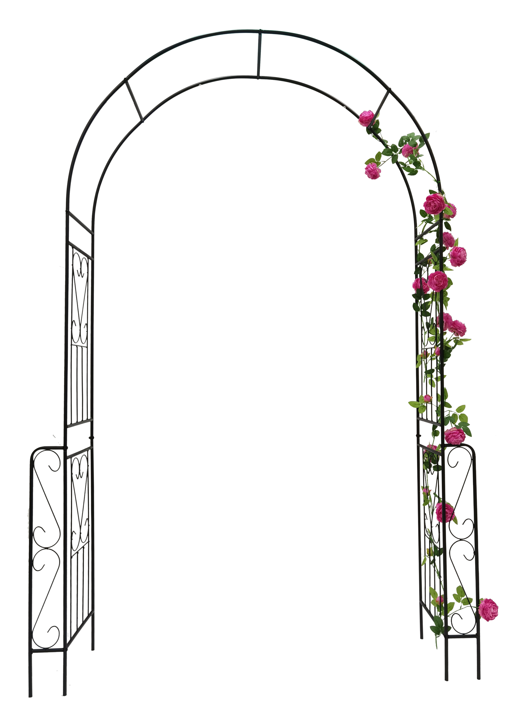 Metal Garden Arch W55'' X H94.5'' Garden Arbor Trellis Climbing Plants Support Rose Arch Outdoor Arch Black Black Iron