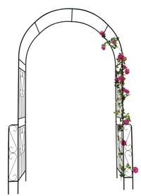 Metal Garden Arch W55'' X H94.5'' Garden Arbor Trellis Climbing Plants Support Rose Arch Outdoor Arch Black Black Iron