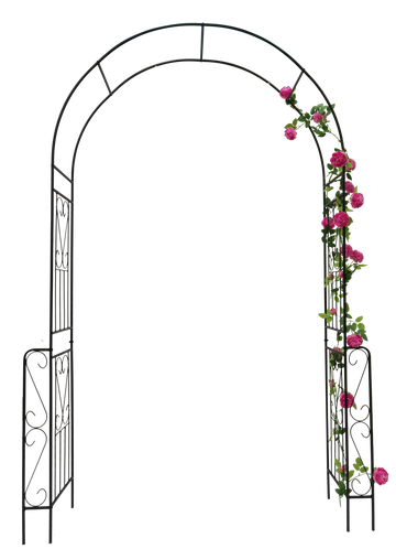 Metal Garden Arch W55'' X H94.5'' Garden Arbor Trellis Climbing Plants Support Rose Arch Outdoor Arch Black Black Iron